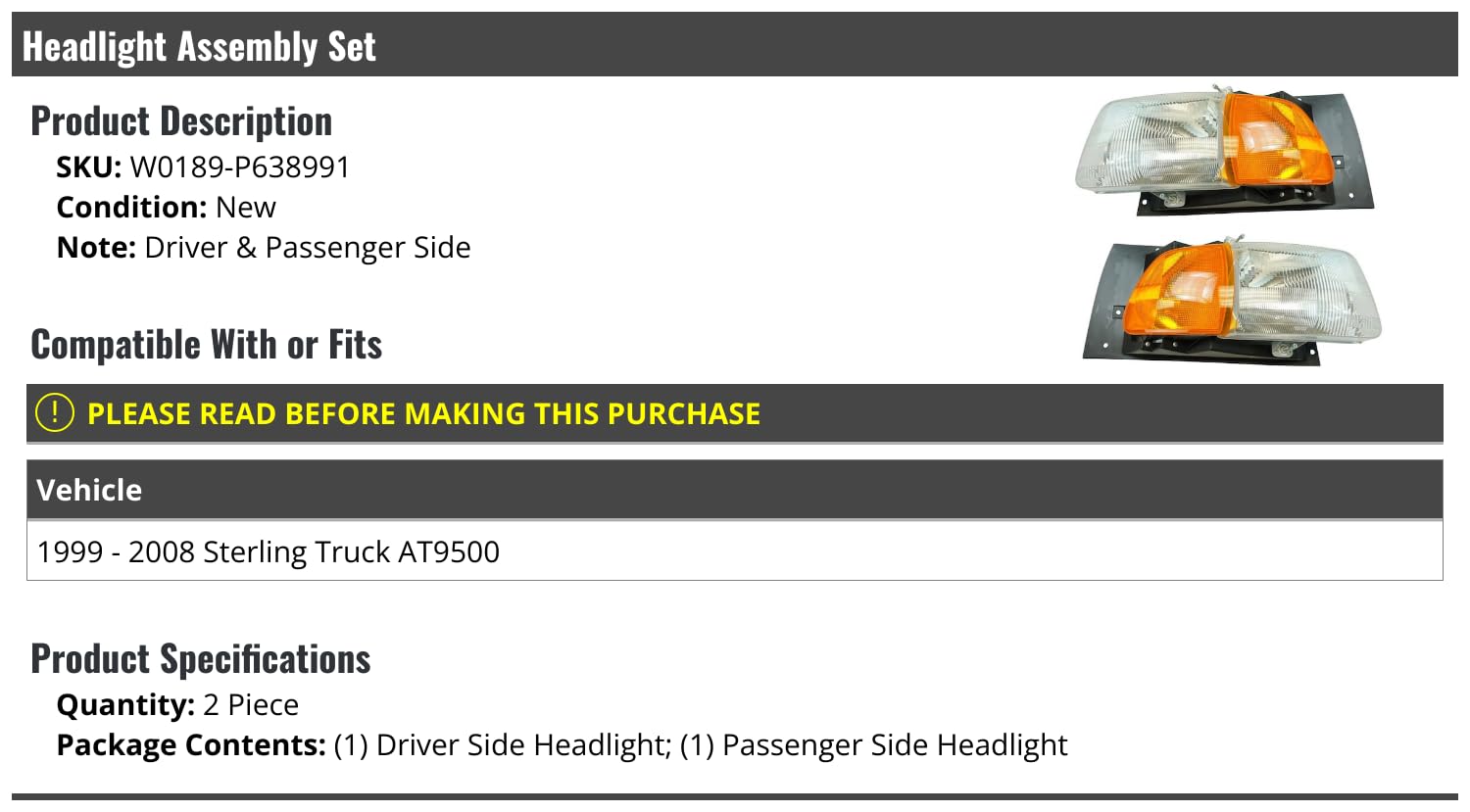 Amazon.com: Marketplace Auto Parts - Headlight Assembly Set