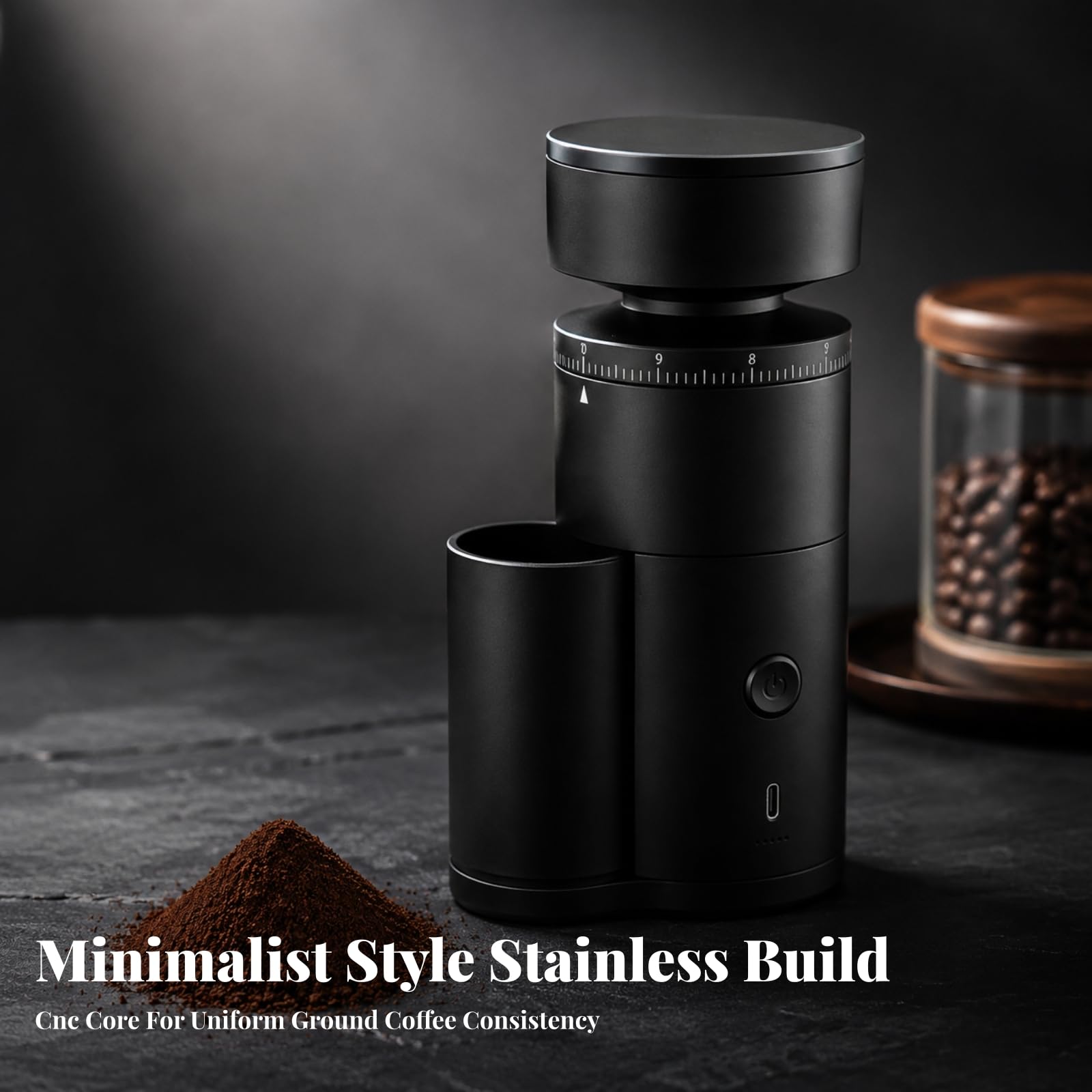 Macinacaffè a Batteria Compatto | Macinacaffè con Contenitore per Macinato, Tile, caffettiera, caffettiera a stantuffo