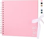 Scrapbook Album with 60 Pages Thick Kraft Paper, 8×8in Brown DIY Photo Book, Small Memory Book with Photo Corners for Baby Family Lovers Pets