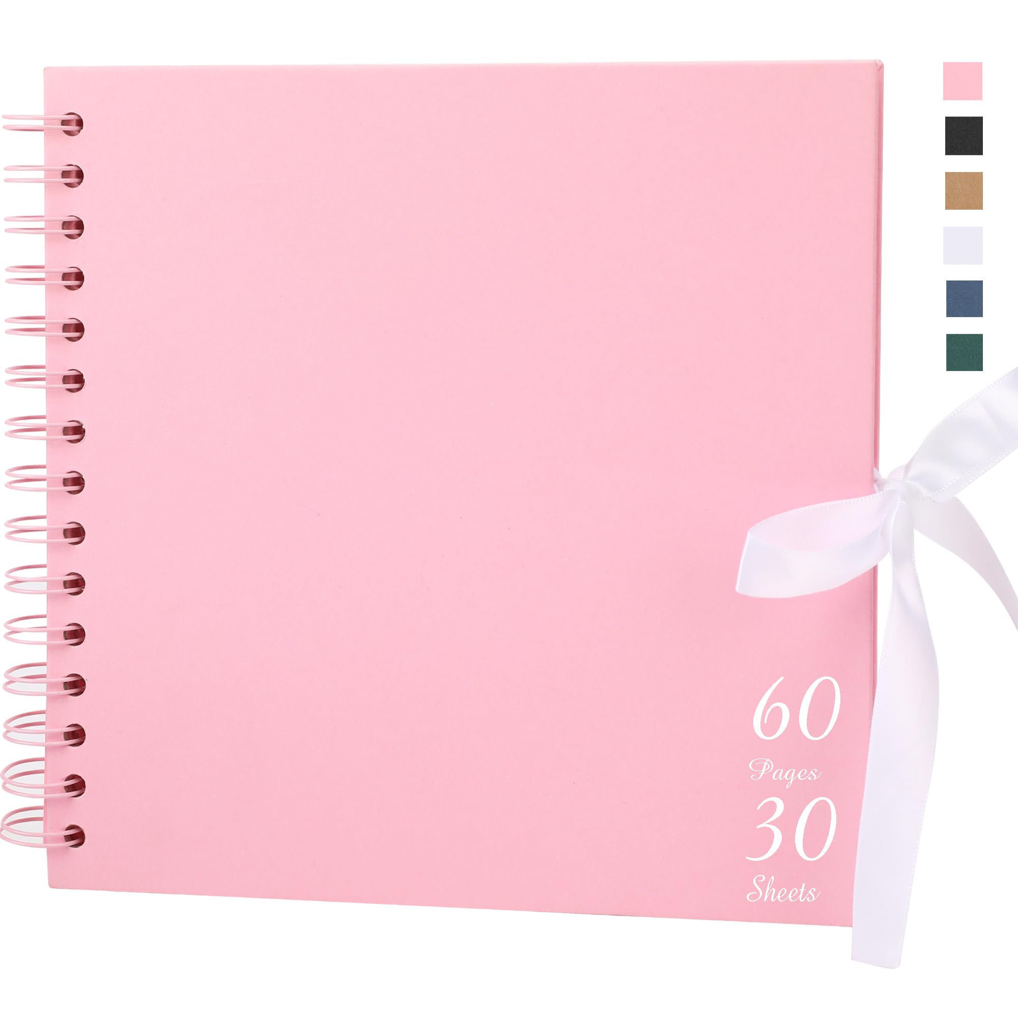 Álbum de recortes con 60 páginas de papel kraft grueso, 25,4 x 25,4 cm, color rosa, libro de recuerdos grande con esquinas de fotos para bebés, amantes de la familia, mascotas