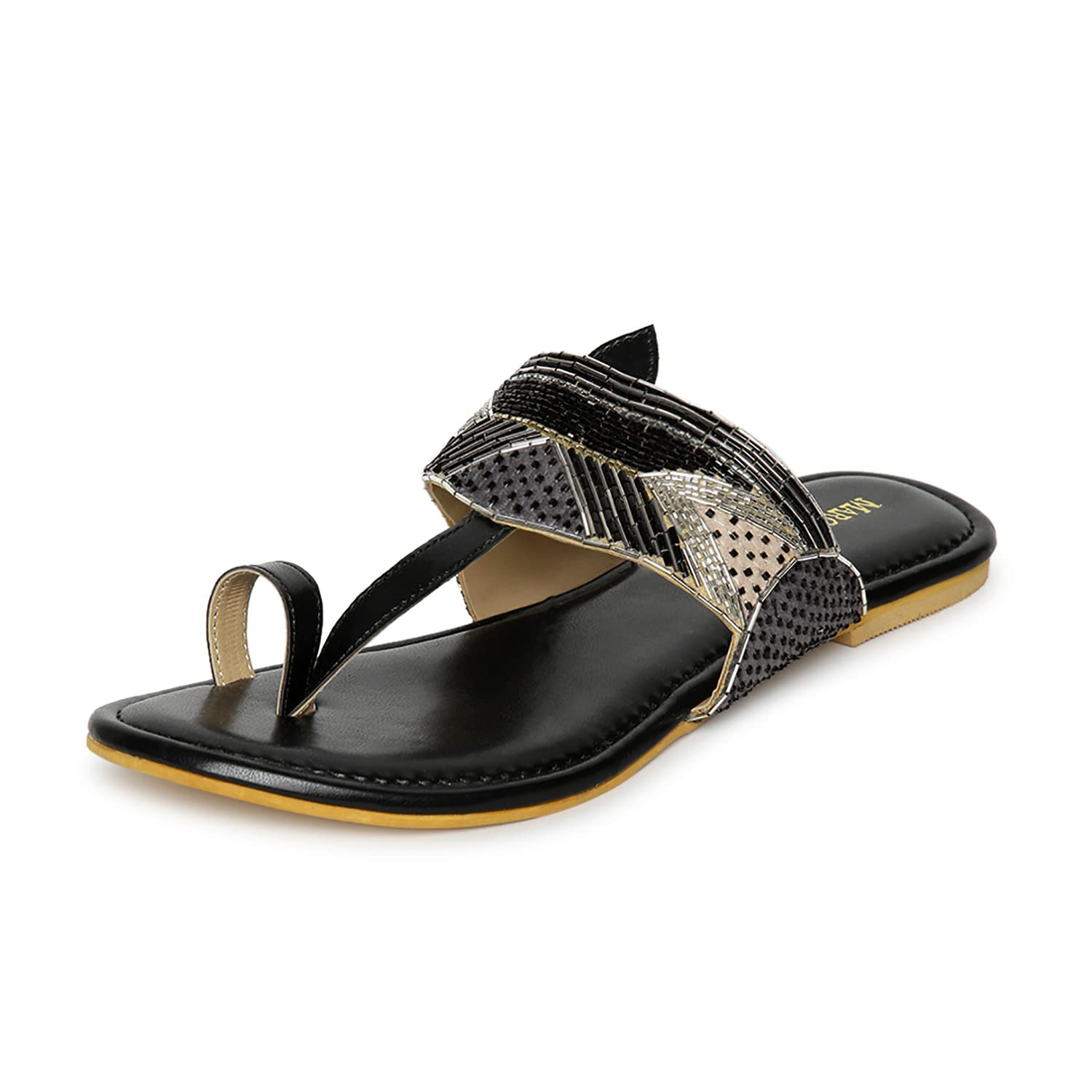 Marc Loire Womens Black Embellished Casual Flat Sandals (B0BBVXPJM1) Amazon Price History, Amazon Price Tracker