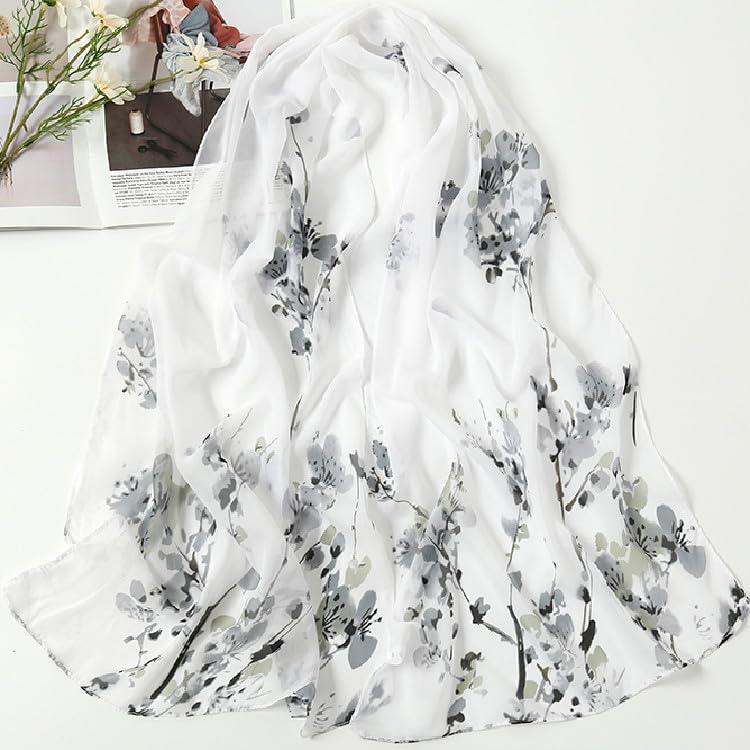 Generic Women's Floral Printed Chiffon Scarf, 160*50CM, Small Long Scarf2
