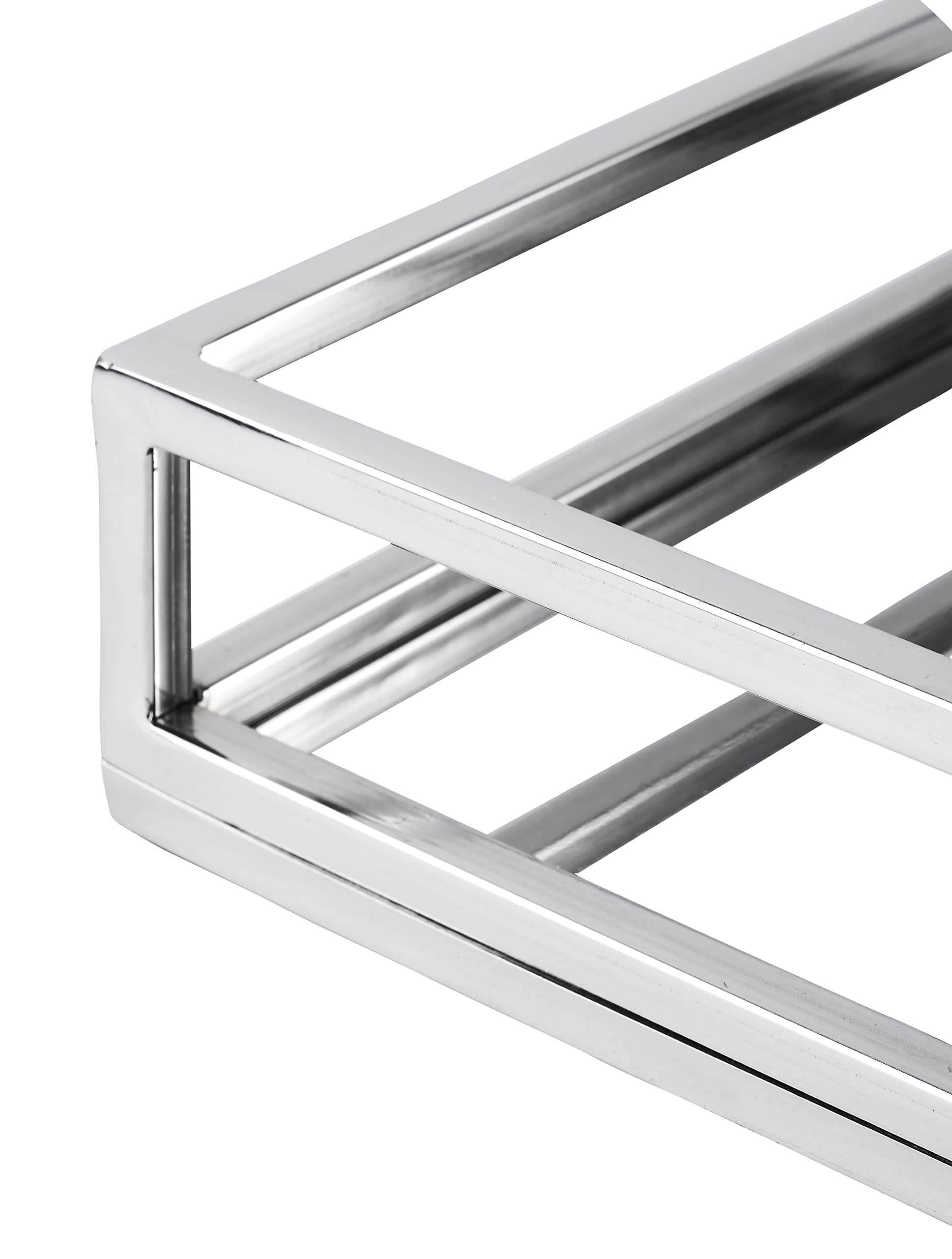 Bandeja de acero inoxidable, bandeja para servir, bandeja para servir, bandeja plateada de lujo, bandeja para servir con asa de metal, bandeja de plata, de Navidad, para salón, comedor o cocina, 40 cm