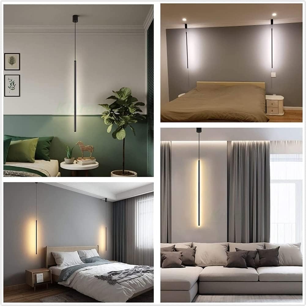 Lampa wisząca czarna liniowa długa rurka nowoczesna minimalistyczna lampa wisząca Led oprawa sufitowa typu Downlight żyrandol oprawa oświetleniowa do sypialni nocna dekoracja ścienna do telewizora (C