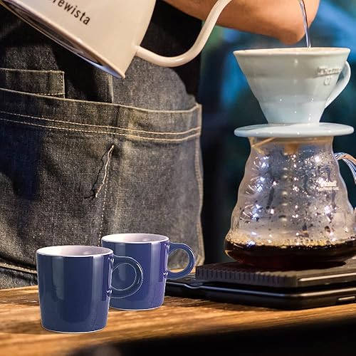 Miniatura 5 de homEdge Mini Procelain - Juego de 6 tazas de café de cerámica para expreso, 4 onzas  4.1 fl oz, color azul marino