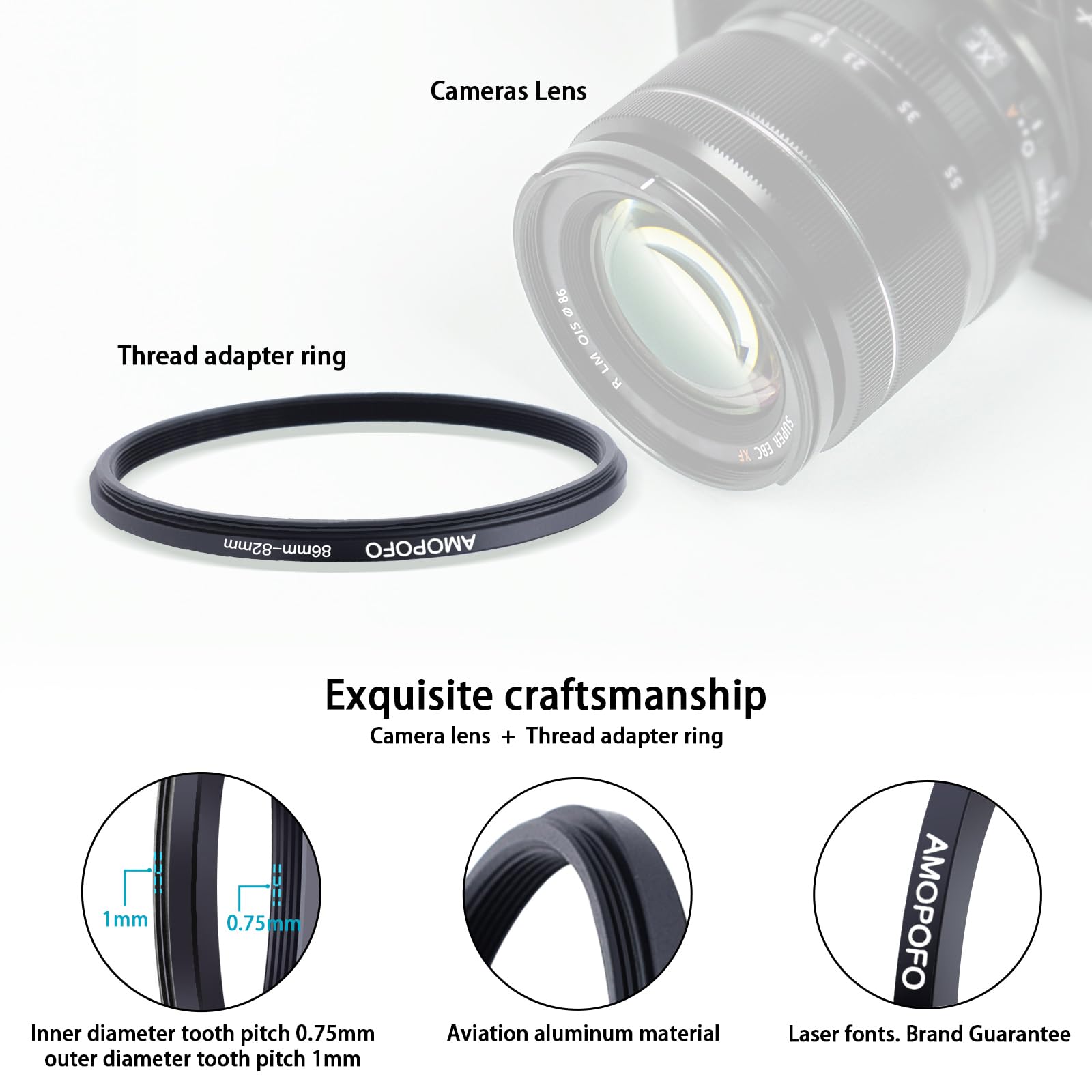 86mm to 82mm Step-Down Ring Filter adapter/86mm to 82mm Camera Filter Ring for 82mm UV, ND, CPL Filter,Step-Down Ring(86mm-82mm) — view 3