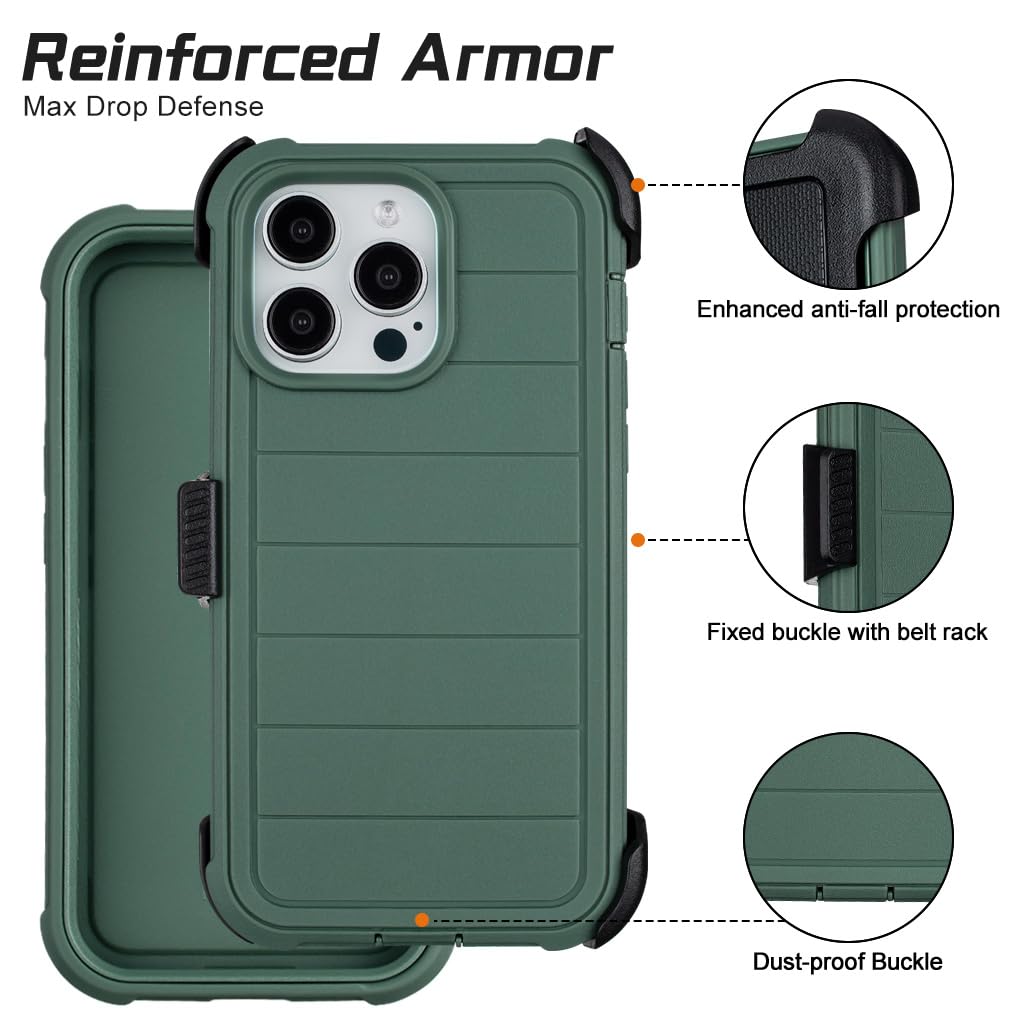Defender - Custodia per iPhone 14 Pro Max con clip e cavalletto