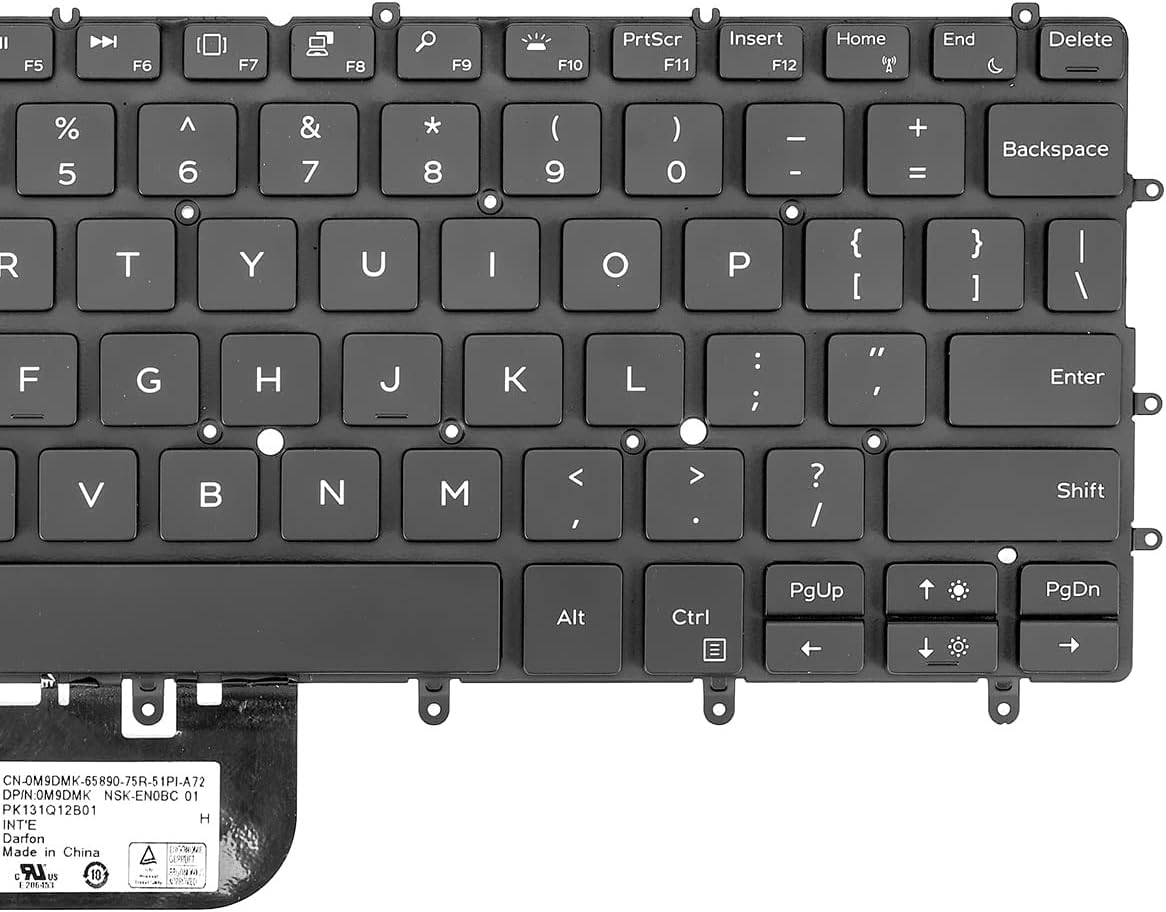 Techsio Laptop Keyboard for De-ll XPS 9370 9380 7390 Backlit US