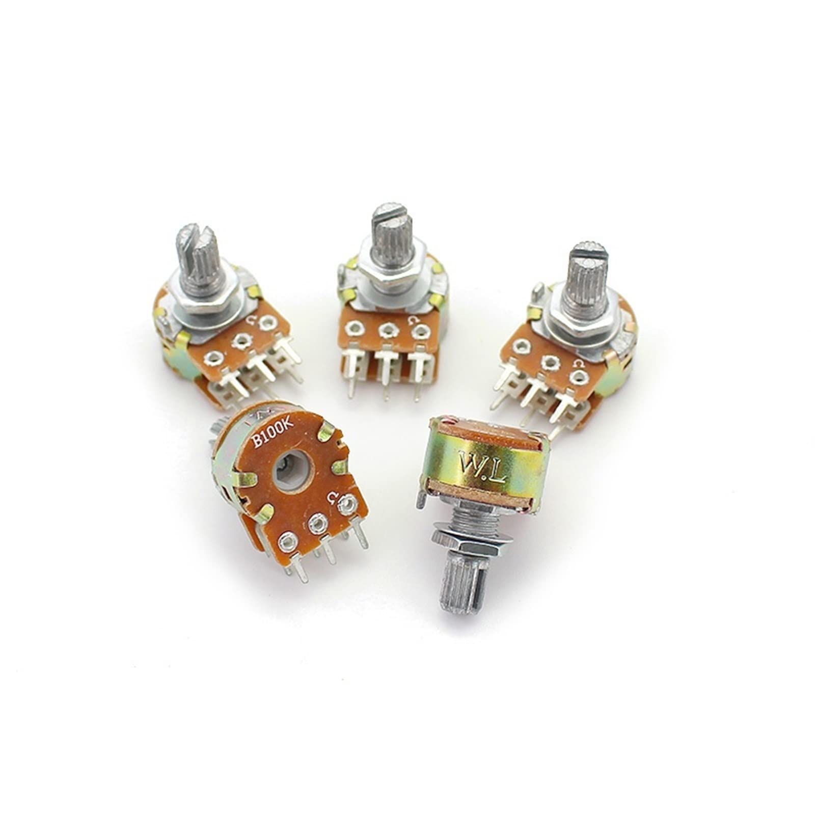 5 Juegos de potenciómetro Giratorio cónico Lineal WH148 con Tapa de Perilla de aleación Kit 15mm 6 Pines B1K 2K 5K 10K 20K 50K 100K 250K 500K 1M Ohm (Size : 50K Ohm)