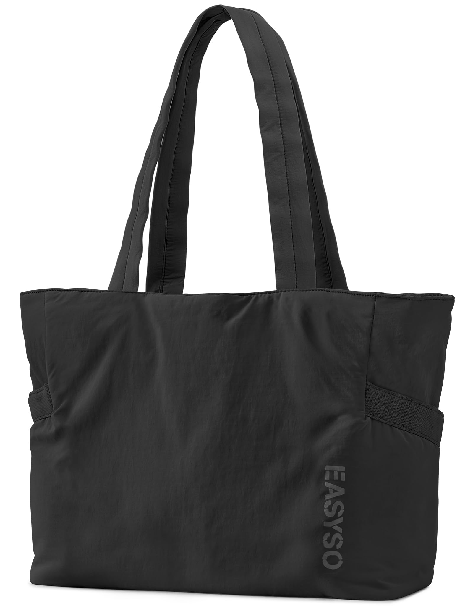 EASYSO Tote Bag for Women,Puffer Travel Tote Bags with Zipper, Quilted Handbag with Compartments for Travel Work Sport, Black
