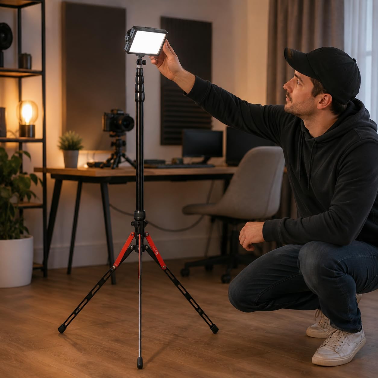 Reflex Camera 19.3 to 87.4 Inch Portable Aluminum Light Stand, 22 lb Capacity, 5-Section Twist Locks, Universal Lighting Spigot with 1/4 and 3/8 Inch Threads, Carry Bag image 5