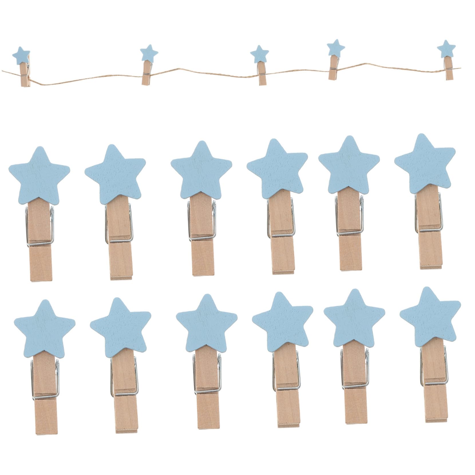 Ciieeo 100Pcs Star Shape Photo Clips Mini Clamp for Messages Notes Blue Decorative Clips for Crafts Office and Home Decor