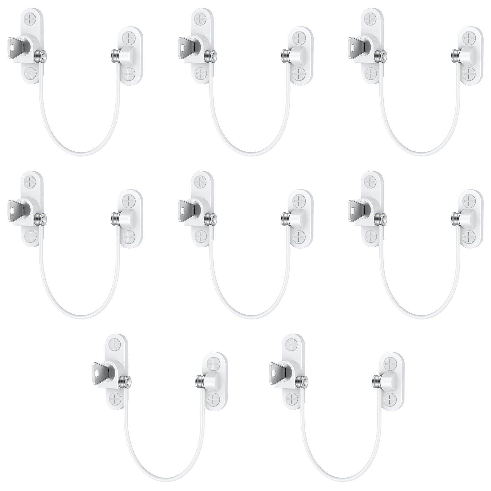 Window Locks for Upvc Window Durable Window Restrictors Child Safety Reliable Window Safety Restrictor 20CM Wire Long Window Security Lock with Screws for Home Office Safety