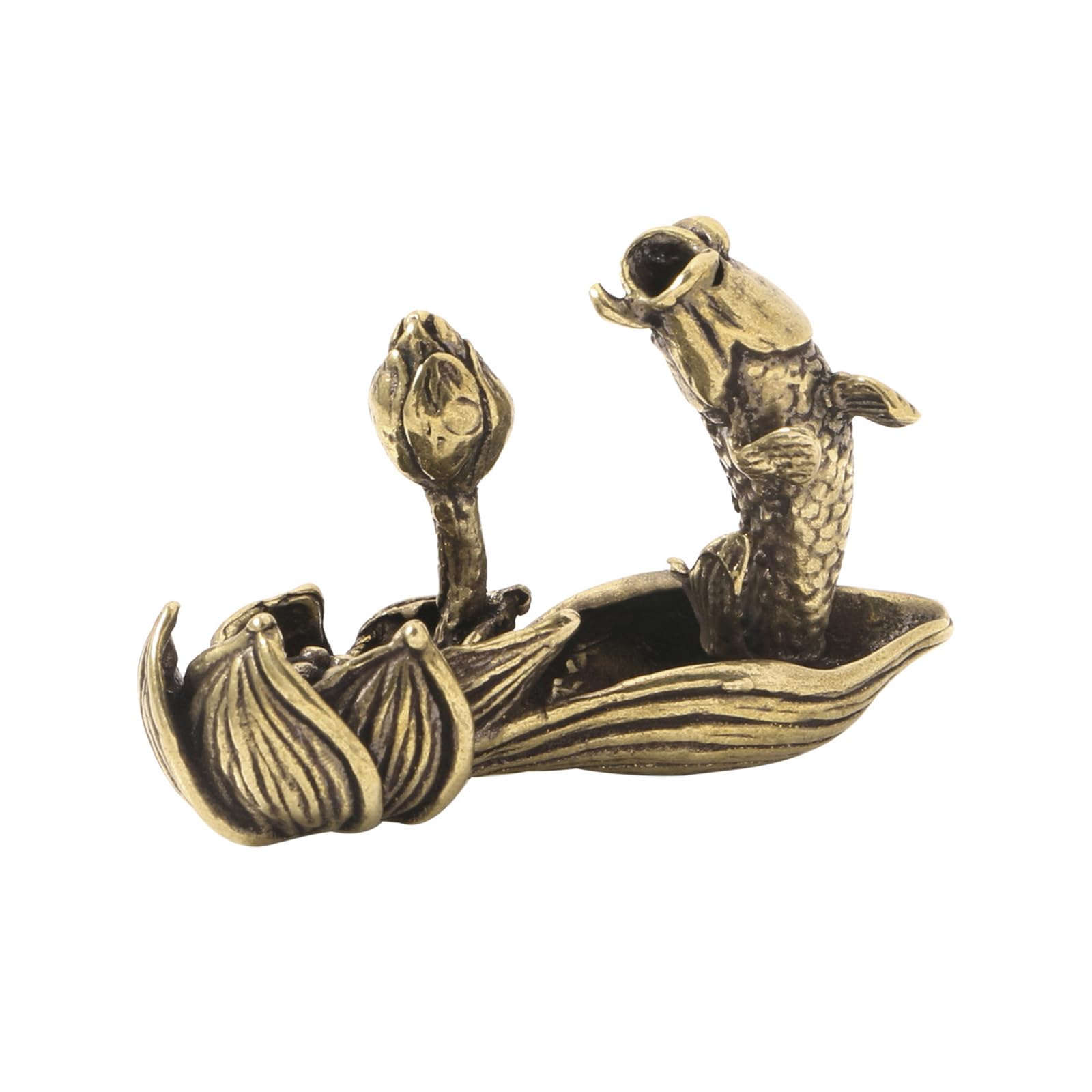 Kalttoy Antique Alloy Incenses Stick Burners with Flower and Carp Fish Figurine for Serenes Meditations Space Decors Use Alloy Incenses Stick Burners