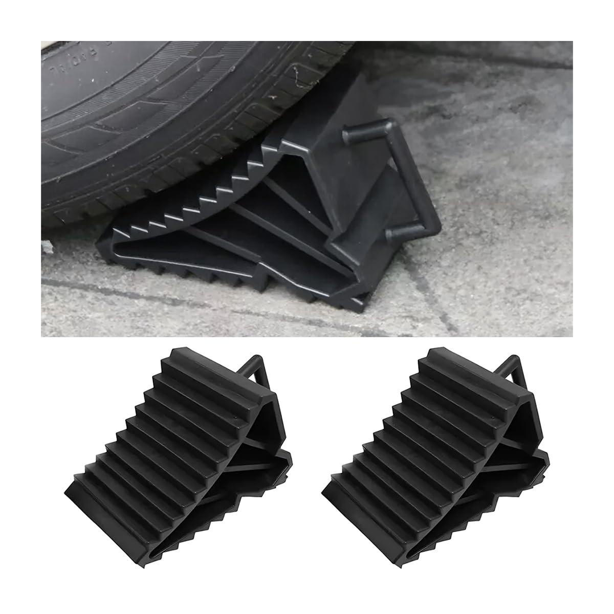JNNJ 2 Piezas Calzo De Freno para Remolque, Calzo De Rueda para Coche con Freno De Seguridad, Calzo Rueda Coche Antideslizante Inferior, Calzos Rueda con Asa, para Coches, Remolques, Caravanas
