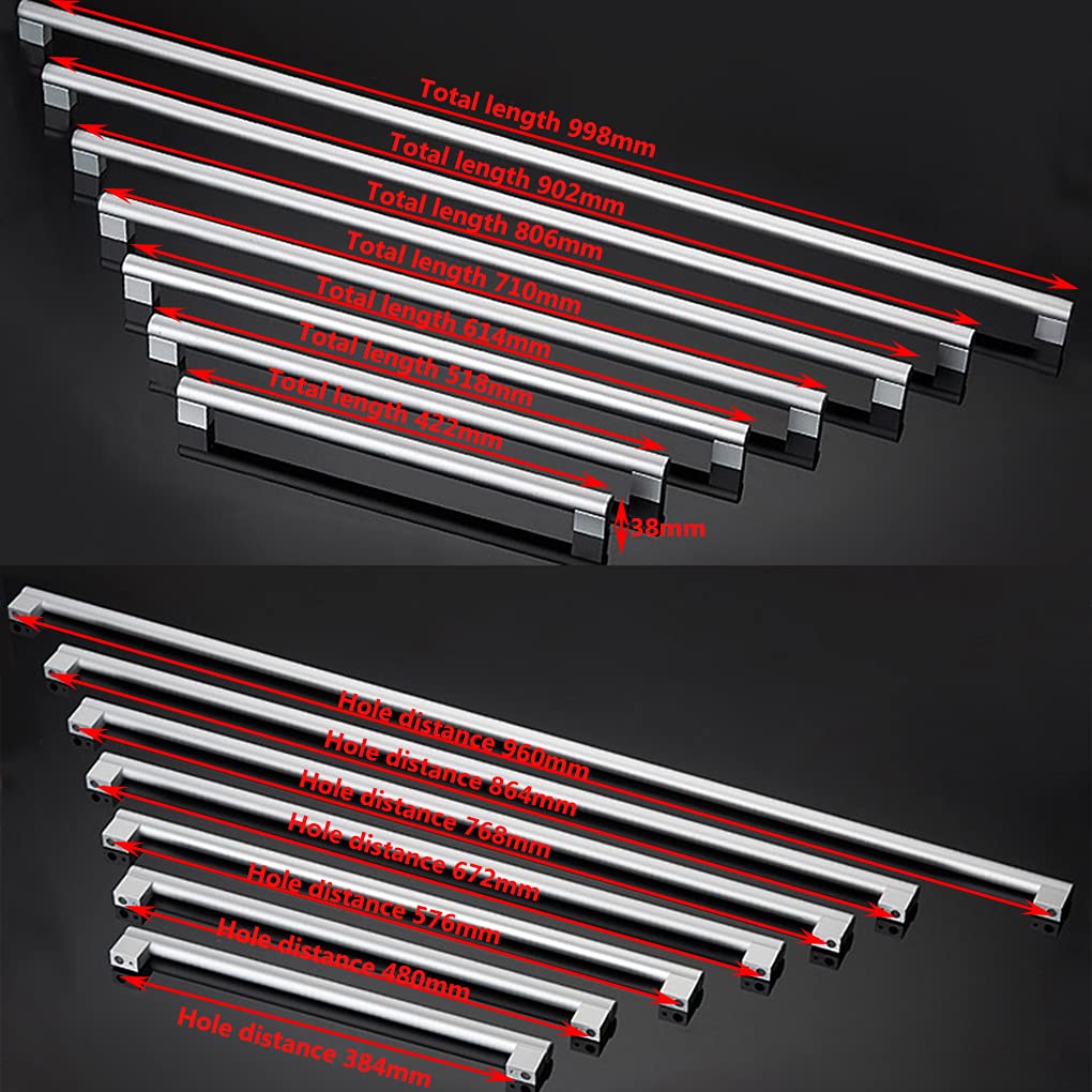 Uchwyt do holowania, uchwyt do szafki, 2 szt. Uchwyt do szafy Uchwyty do drzwi ze stopu aluminium Uchwyty do drzwi szuflady, śruby w zestawie (rozstaw otworów 864 mm) (Size : Hole distance 768mm)