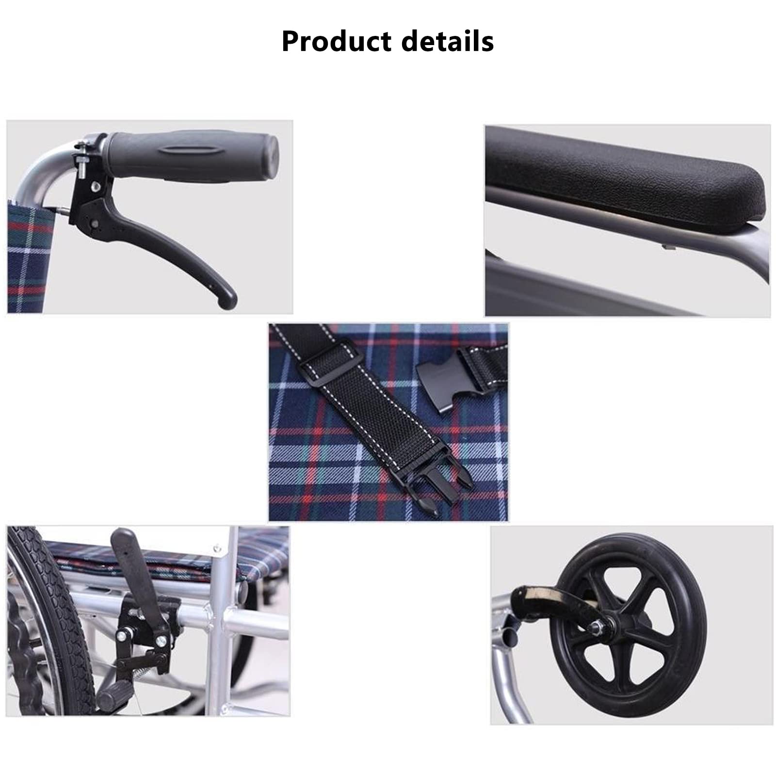 Silla de Ruedas Manual Ligera,Silla de Ruedas de Transporte Plegable Ligera con Freno de Mano/Black