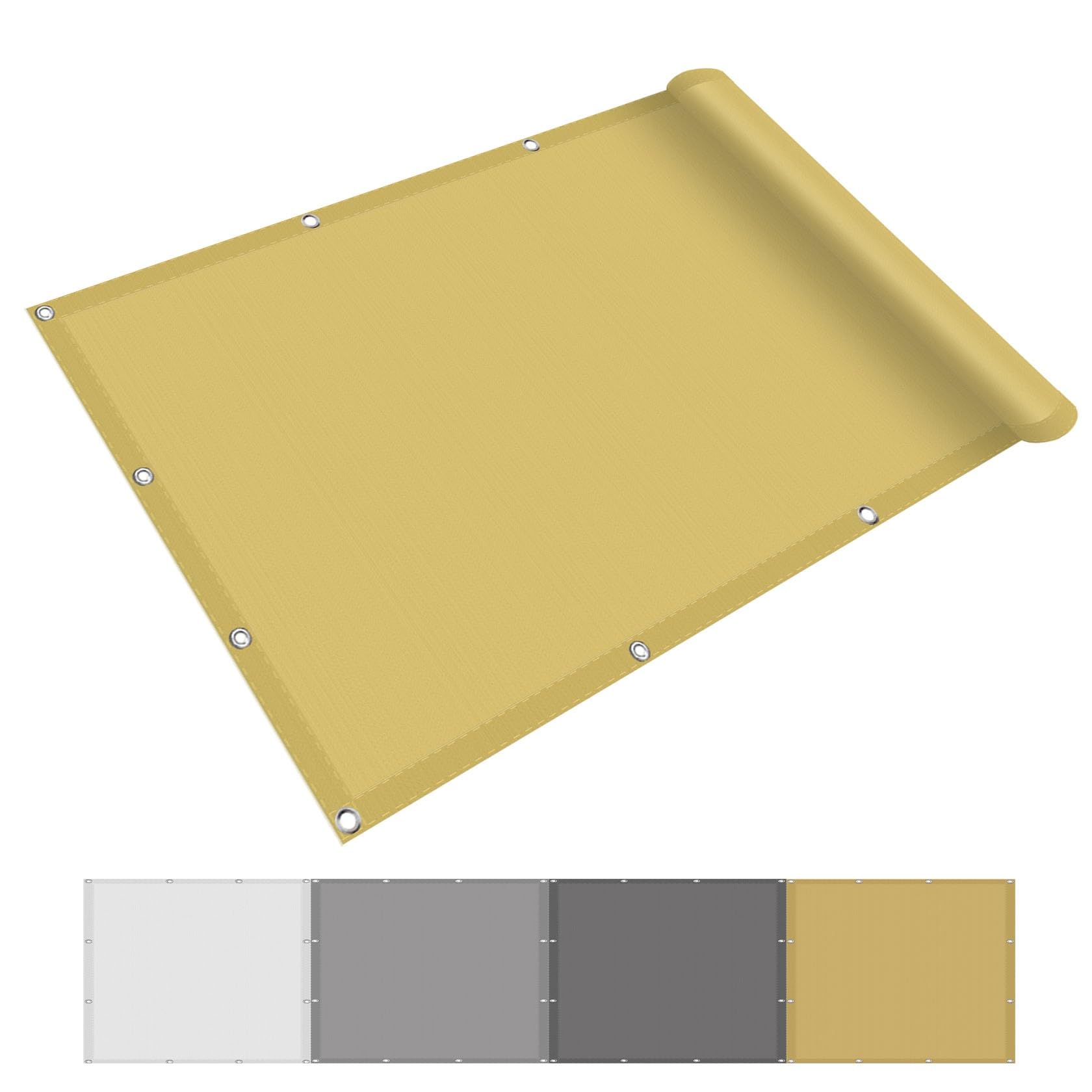 Voile d'ombrage de jardin jaune sable pour repas de famille en terrasse
