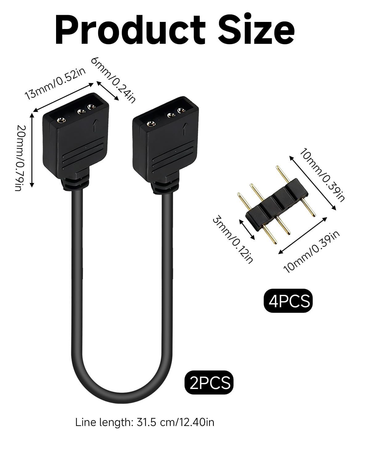 Lote de 2 cables de extensión ARGB de 5 V 3 pines, cables divisores ARGB, adaptador RGB para caja de ordenador, enfriador de 30CM