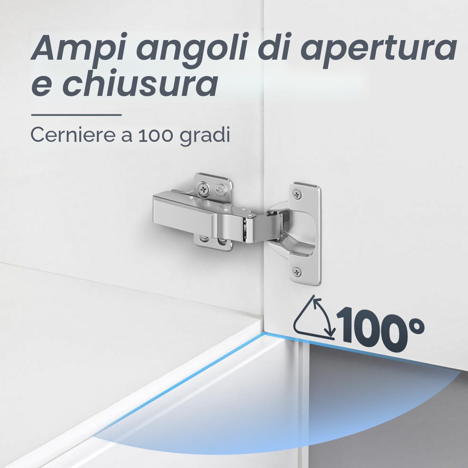 AOLISHENG 10 pezzi Cerniera Cerniere per Ante Cucina Ammortizzate, Armadietto Armadio Cerniera Ammortizzata 35mm, Chiusura Automatica, 100 Gradi, 5 paia
