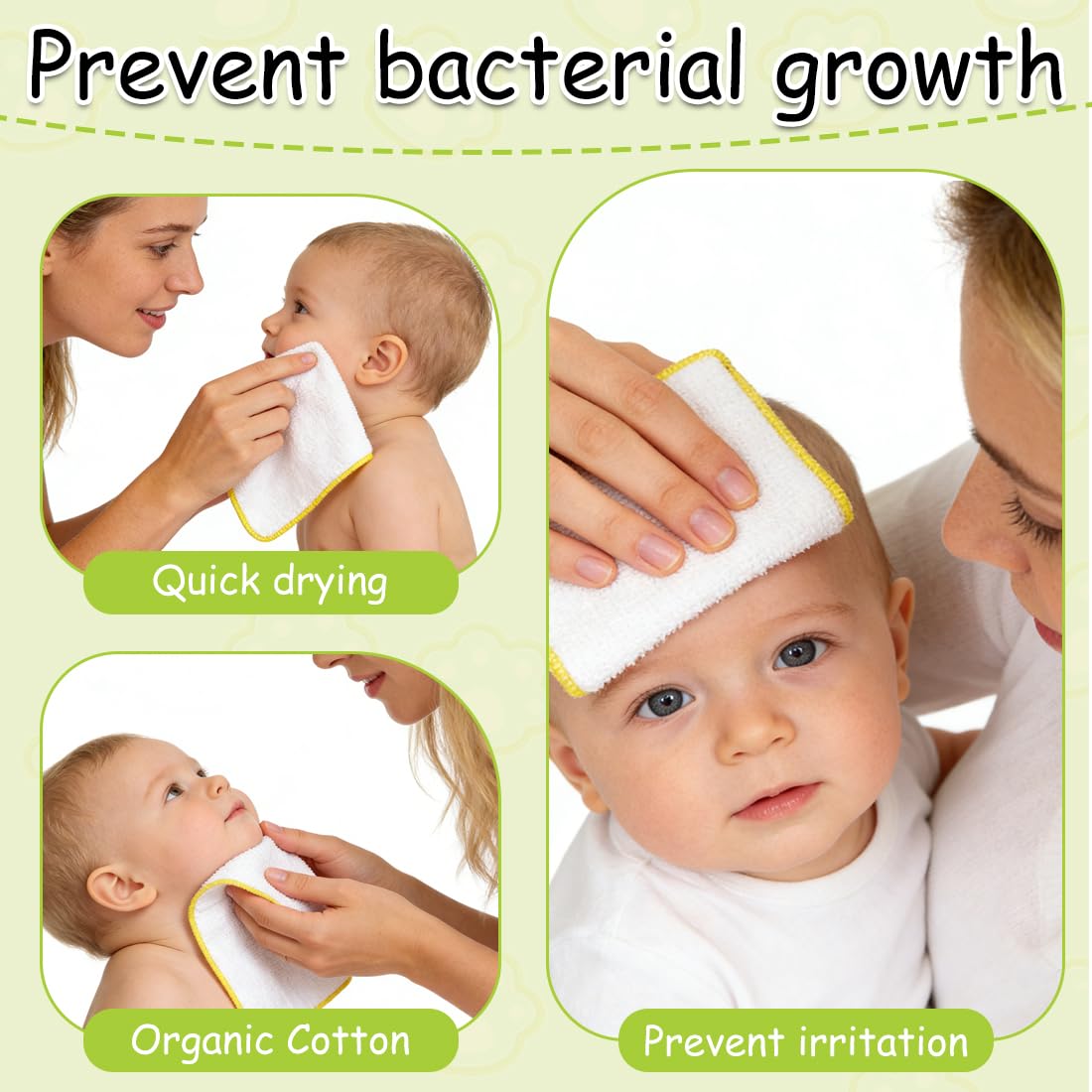 12 Pezzi Panno di Flanella Monostrato Biologico, Salviette in Cotone Biologico per Neonati e Bambini, Lavabili e Asciugabili in Asciugatrice, Privi di Sostanze Dannose
