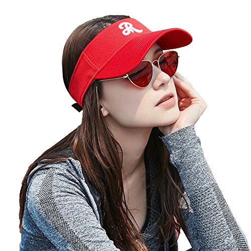 RIOREX Sun Hats for Women Visors Caps for Cycling Fishing Tennis Running Jogging Breathable and Soft 1708E010 (red)