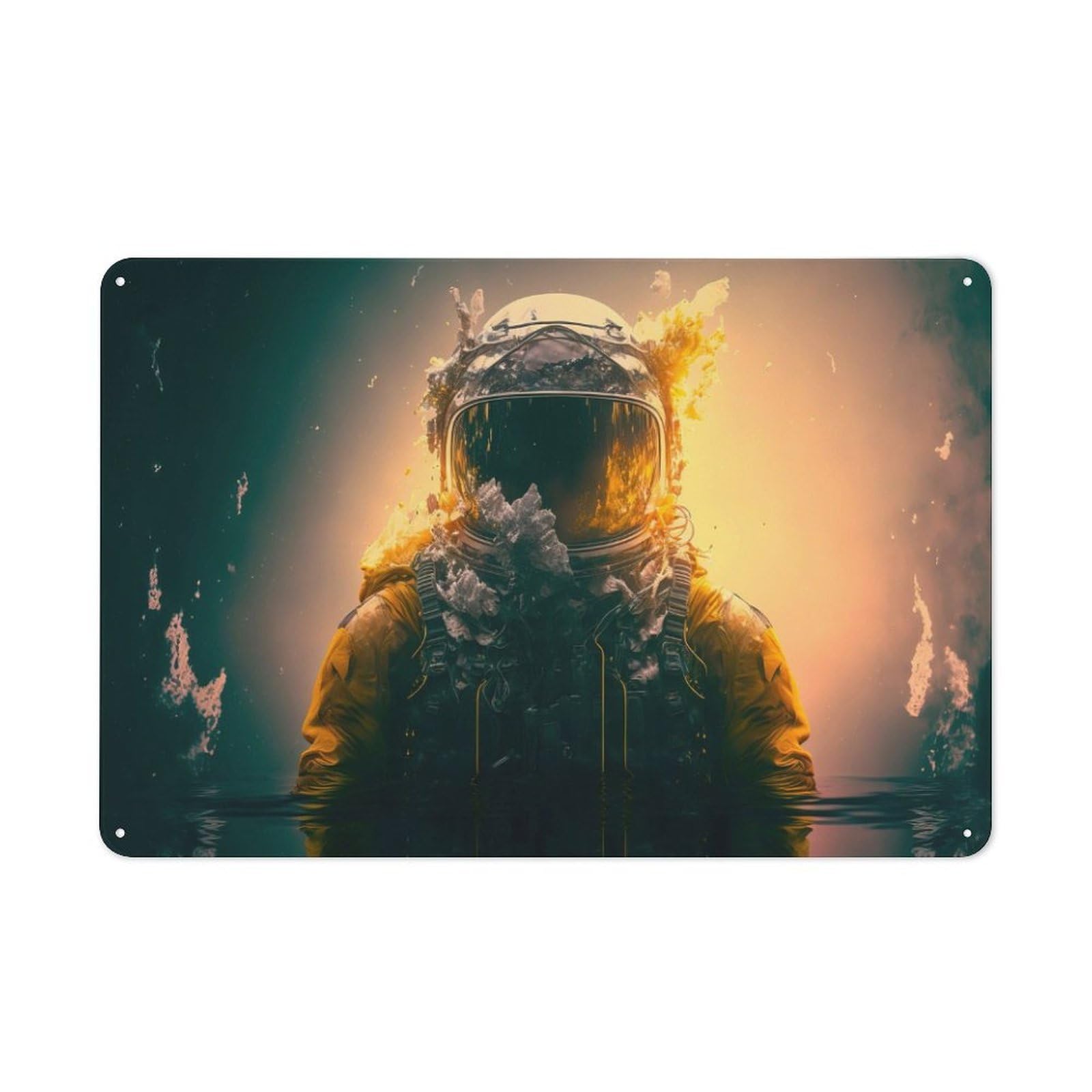Shed Style Underwater Astronaut Tin Sign 20x30cm, Utility Space Decor for Greenhouse, Garden Room, Cafe Or Entryway