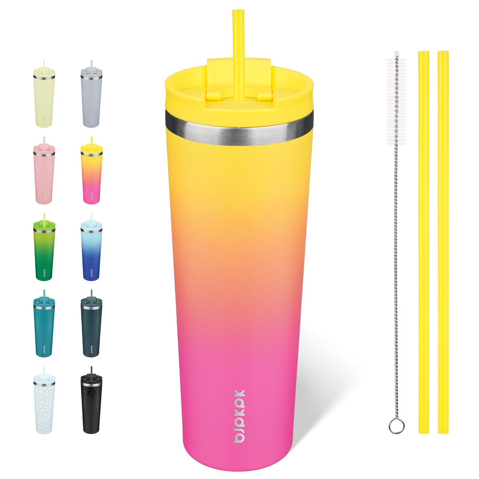 BJPKPK 30 oz Coffee Tumbler with Straw, Insulated Stainless Steel Cup