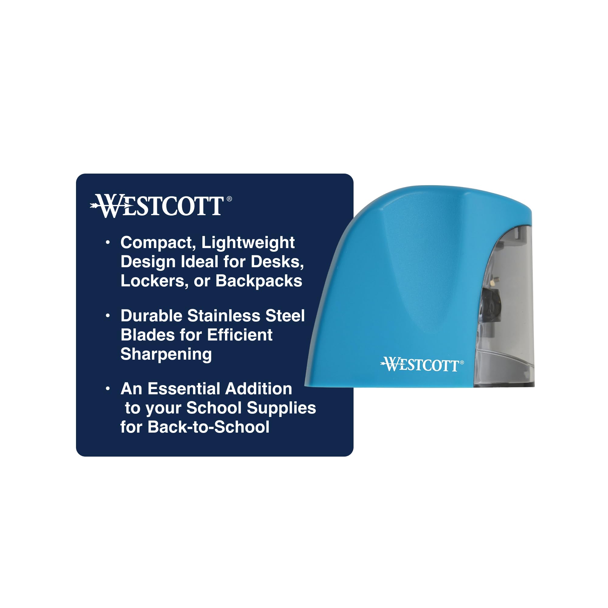 Westcott 16324 Temperamatite Elettrico A Batterie Per Bambini – Compatto Per Scuola E Ufficio, Lame In Acciaio Inox, Contenitore Visibile Trucioli, Colori Assortiti (2x AA Non Incluse) - 3