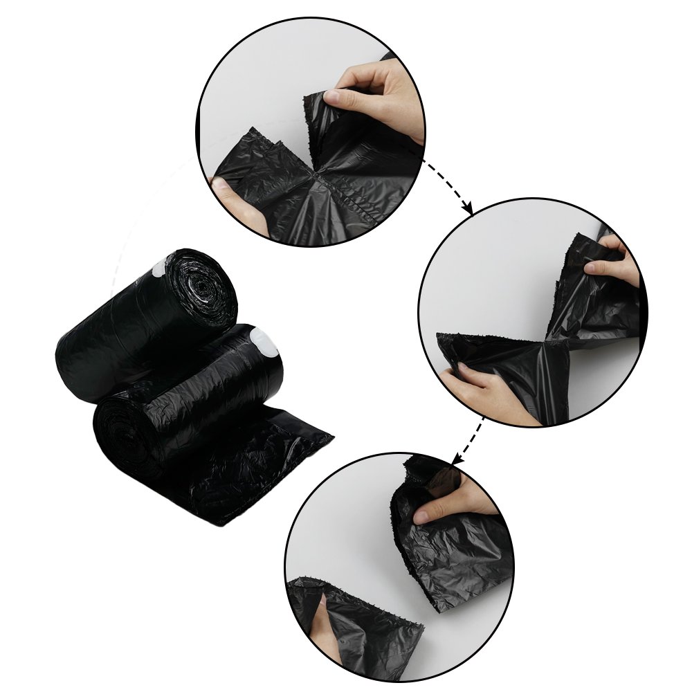 40L Sacs Poubelle avec cordon, Noir, 110 pièces/2 rouleaux