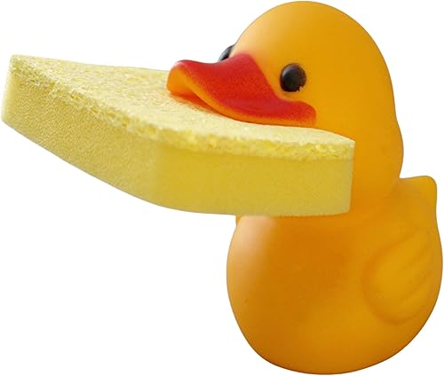 Soporte con forma de animal para esponja de cocina, rana o pato a elección, con esponja, pato amarillo