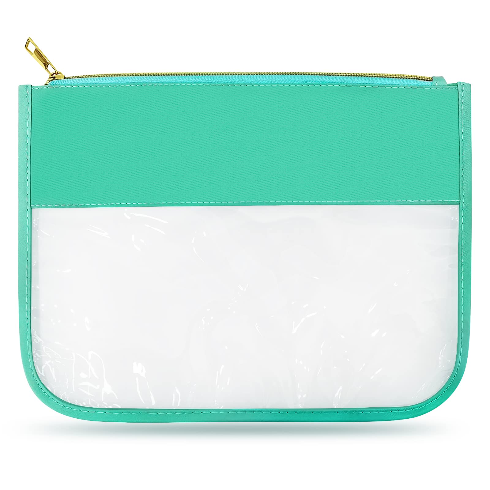 LOKFAR Nylon Makeup Bag DIY Chenille Letter Clear Travel Zipper Pouch, Preppy Makeup Bag Clear Cosmetic Bag, Water-proof Makeup Travel Pouch Snack