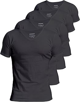 Comfneat Men's 4 or 6-Pack Undershirts 100% Cotton Comfy V-Neck T-Shirts