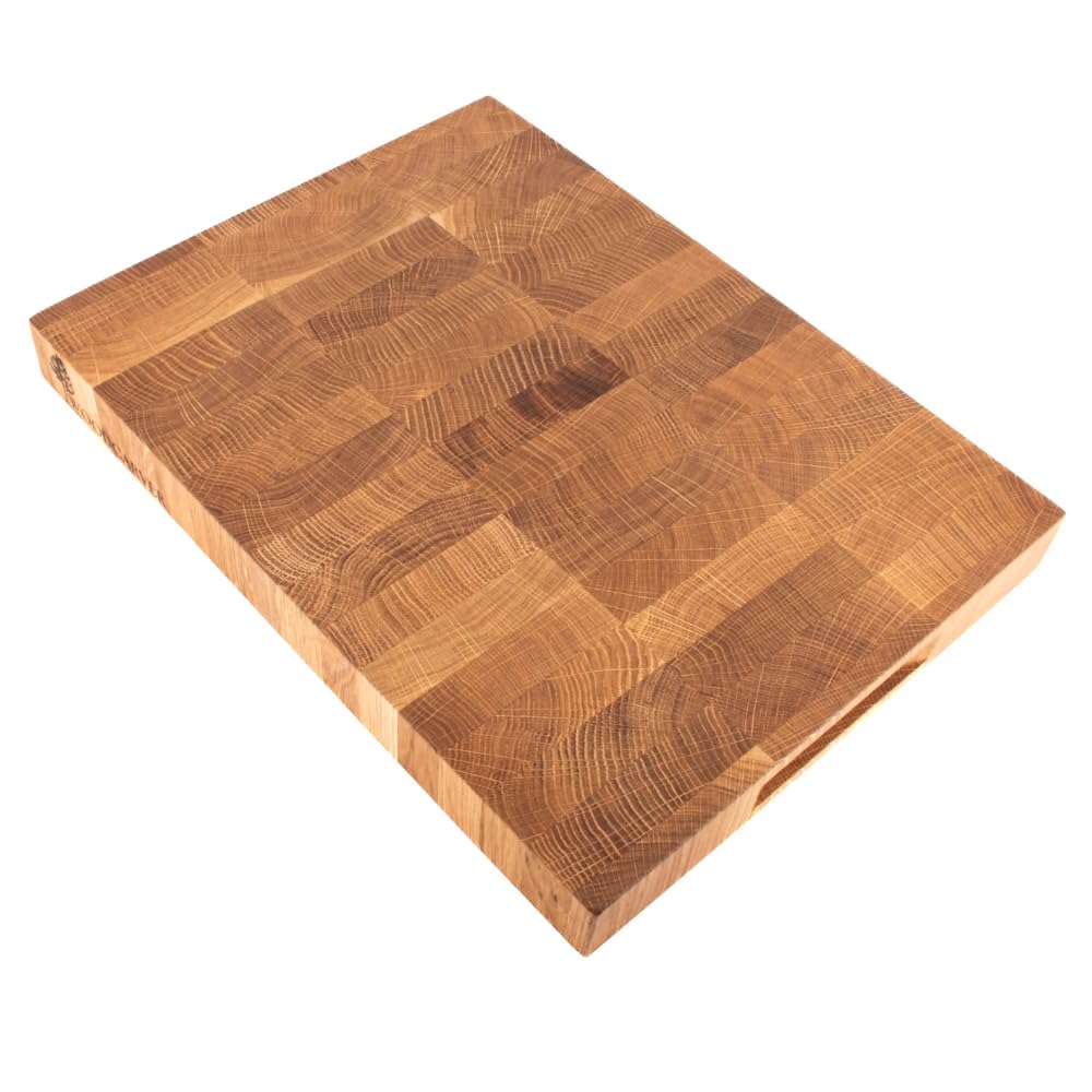 Woodcarver Endgrain Schneidebrett Eiche 40x30x4 cm – Massives Küchenbrett aus Holz – Messerfreundlich & Selbstheilend – Handgefertigt & Geölt – Vielseitig & Langlebig