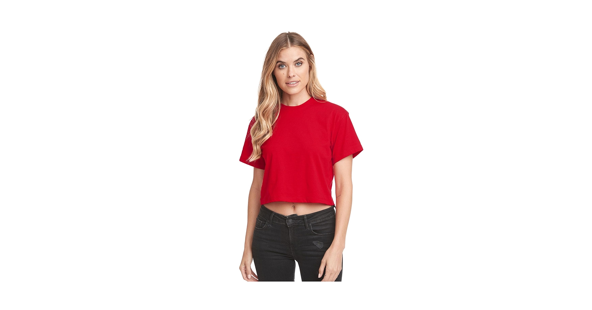 Ladies' Ideal Crop T-Shirt-White-X-Small - RED - L at Amazon Ladies' Ideal Crop T-Shirt-White-X-Small - RED - L at Amazon