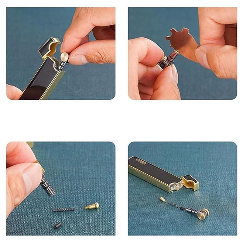 Encendedor metálico ultrafino para mujer color negro oro miniatura 5