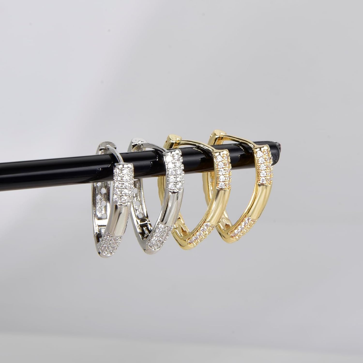 Lantine V Shape Huggie Hoop Earrings for Women Cubic Zirconia Earring Hoop Hinged CZ Hollow Geometric Earrings Minimalist Jewelry - Image 4