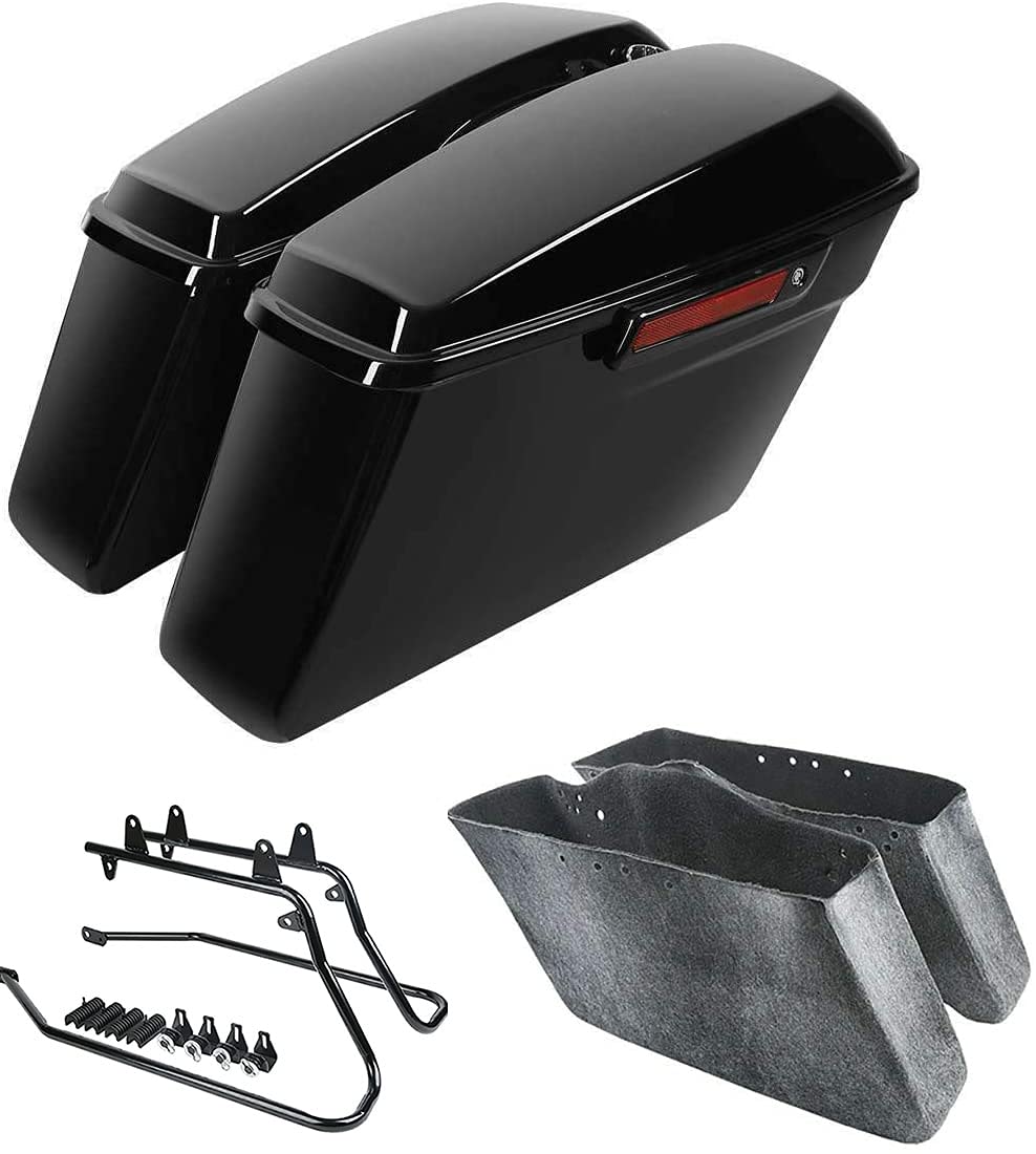 TCMT Hard Saddlebags Bag &amp; Liners Carpet Insert W/Conversion Brackets Fit For Harley Softail 1984-2017 (except Softail Slim, Softail Deuce Models)