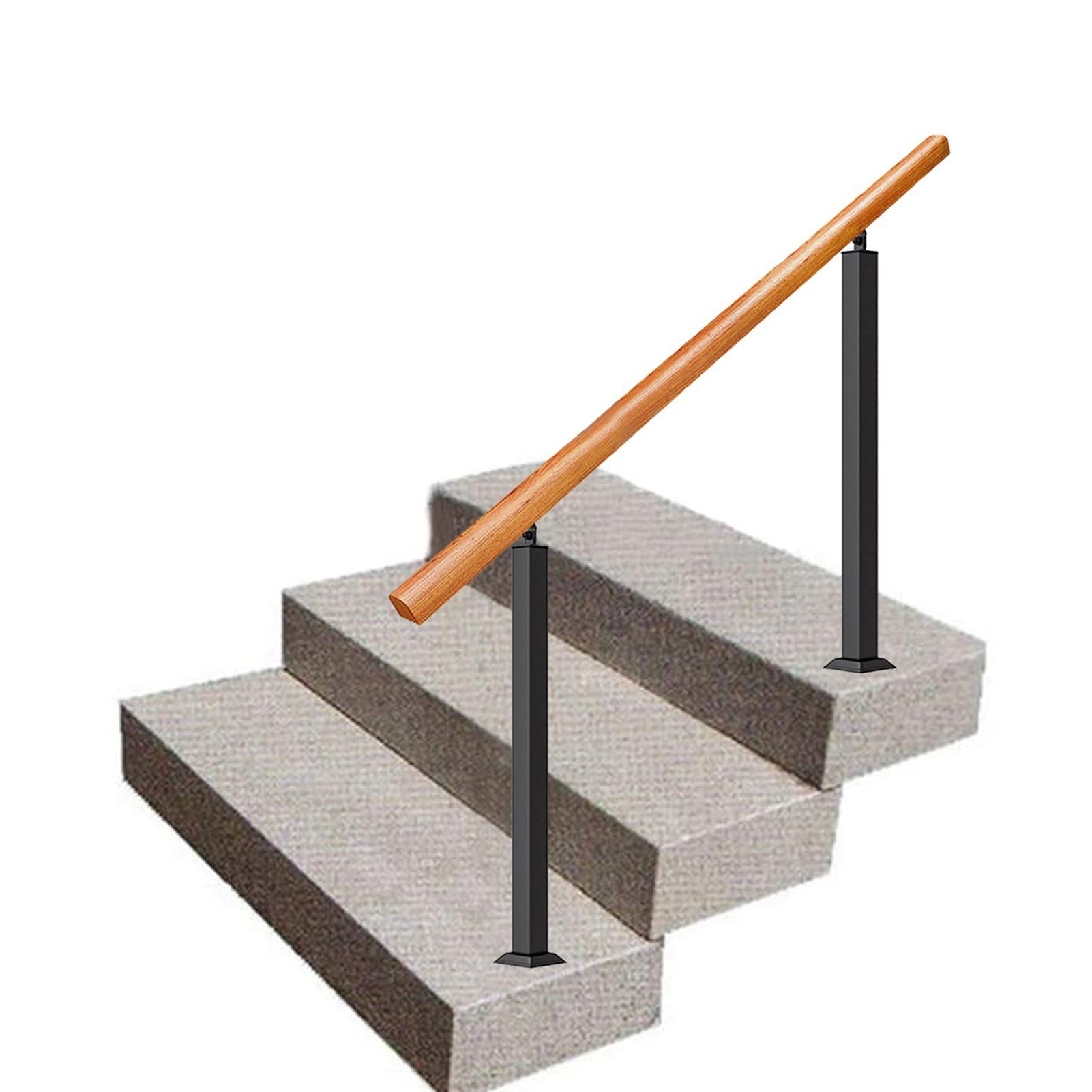 Lydyfc Girls Height 95Cm Handrail Picket For Outside Stairs Exterior Steps，Wooden Handrail Stair Rail Safety Hand Rail For Loft Villa Corridor Garden, Wrought Iron Posts Staircase Railing