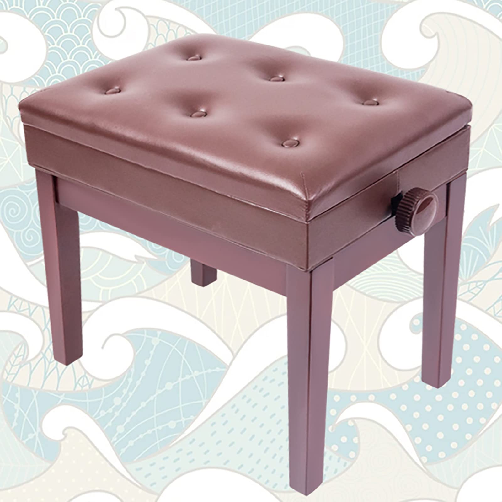 Sgabello Per Pianoforte Regolabile HOMCOM Con Contenitore - Panca In Legno E Finta Pelle, Altezza 46-56 Cm, Nero - Foto 4