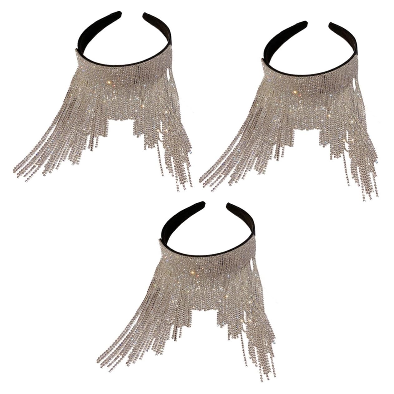 FRCOLOR 3stücke Sparkly Rhinestone Haarband Mit Eleganten Fransen Stilvolles Damen-haaraccessoire Für Besondere Anlässe Und Leicht Und