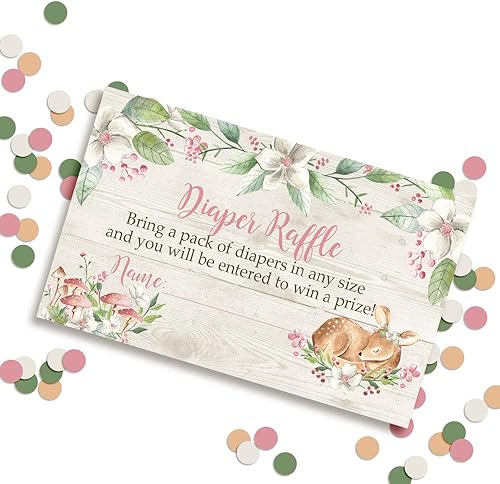 Miniatura 3 de AmandaCreation - Boletos para rifas de pañales con temática de Little Deer Woodland, 20 tarjetas de inserción de doble cara de 2 x 3 pulgadas para
