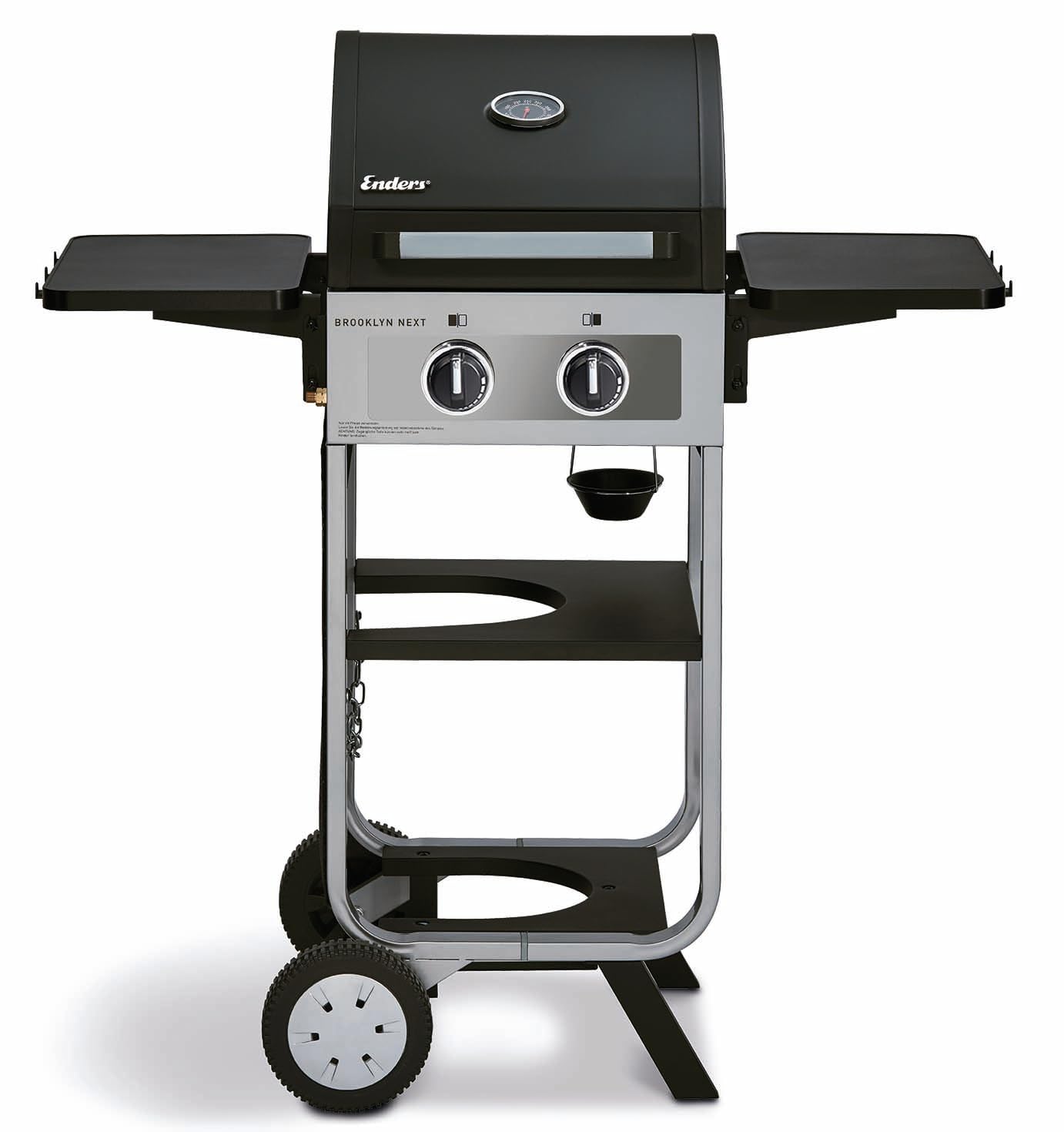 Enders Gas Grill Brooklyn Next 2 - Pequeño - 2 Fuegos de Acero Inoxidable - con termómetro y portabotellas - Placa de Acero Inoxidable - para balcón y Exterior #86456