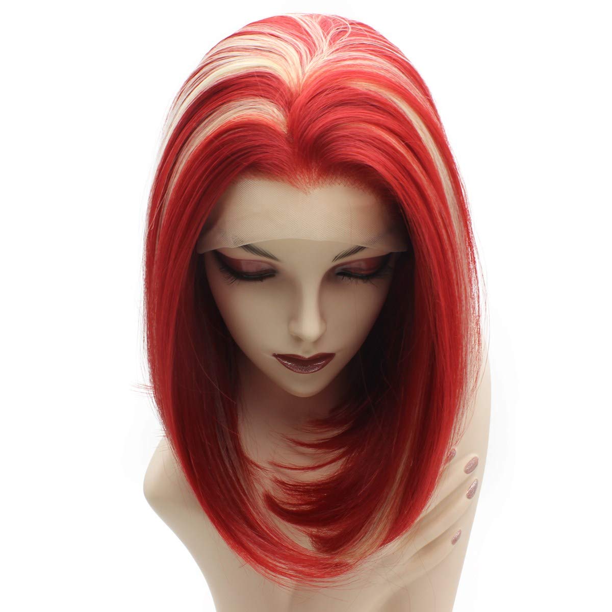 iwonawig Bob Lace Front Wig (Blonde Red Mix)