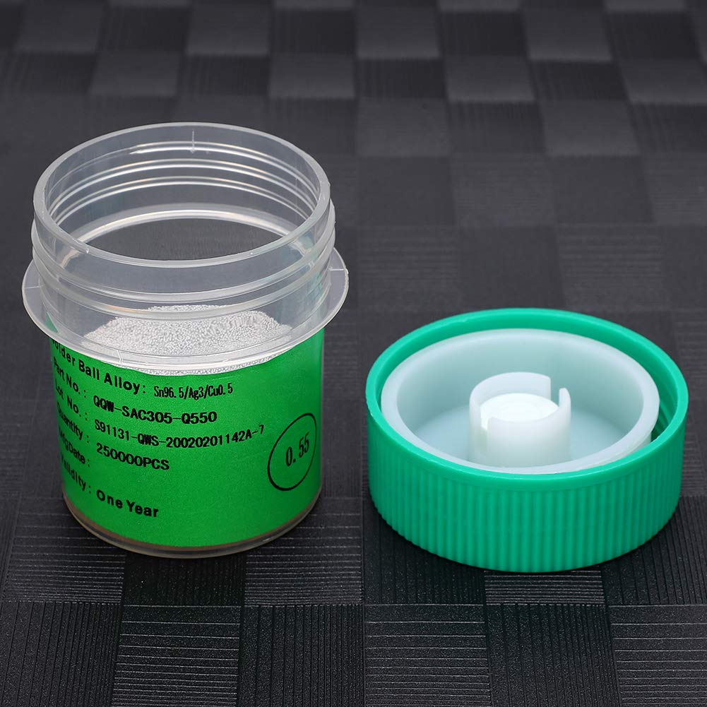 Lead-Free Solder Balls,BGA Lead‑Free Solder Ball Tin Balls 25W for PCB Board Rework Reballing Accessories 0.55MM