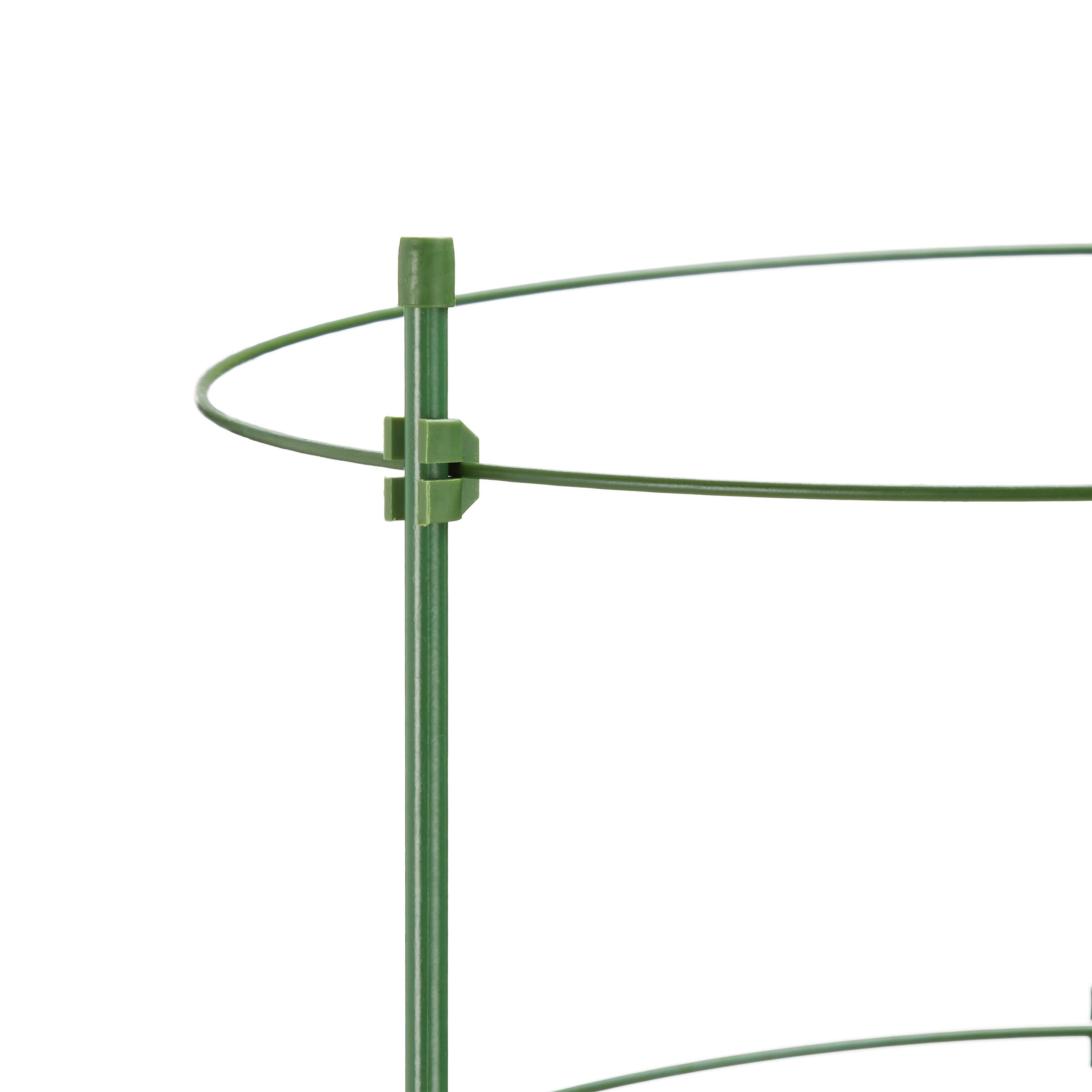 Relaxdays Tuteur à tomates en Lot de 6, métal et Plastique, Hauteur : 90 cm, 4 Anneaux réglables, pour Plantes, Vert