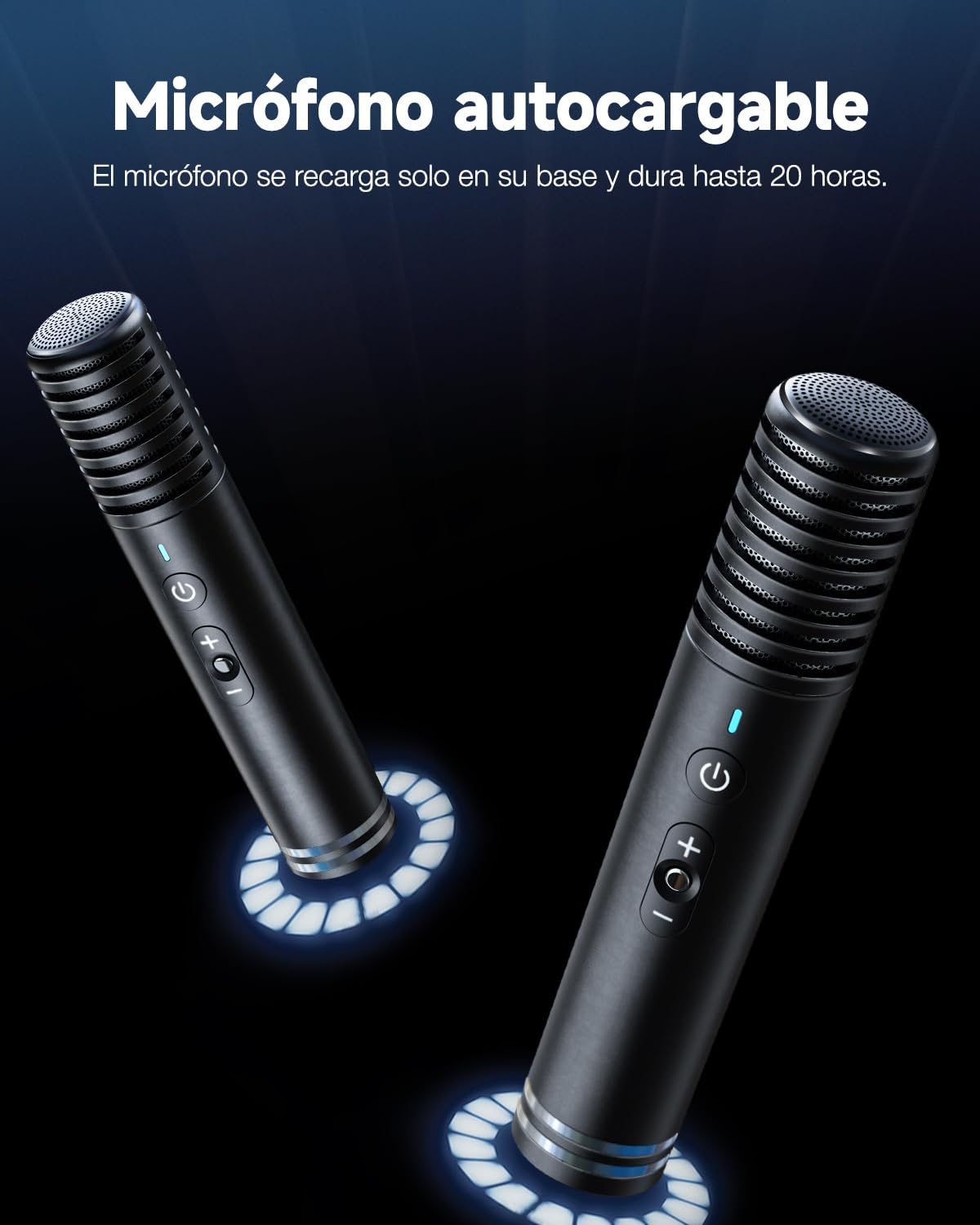Ikarao Máquina de Karaoke Shell S1 con Pantalla integrada, Bluetooth, micrófonos inalámbricos y luz de Fiesta, niños, Adultos y Actividades al Aire Libre