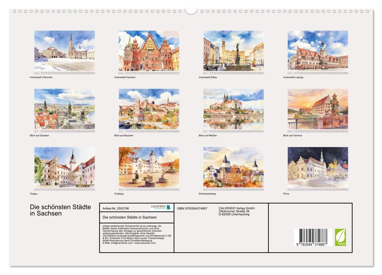 CALVENDO · Die schönsten Städte in Sachsen (Kalender 2027) | DIN A2 Querformat · Premium-Wandkalender · Flair vergangener Jahrhunderte