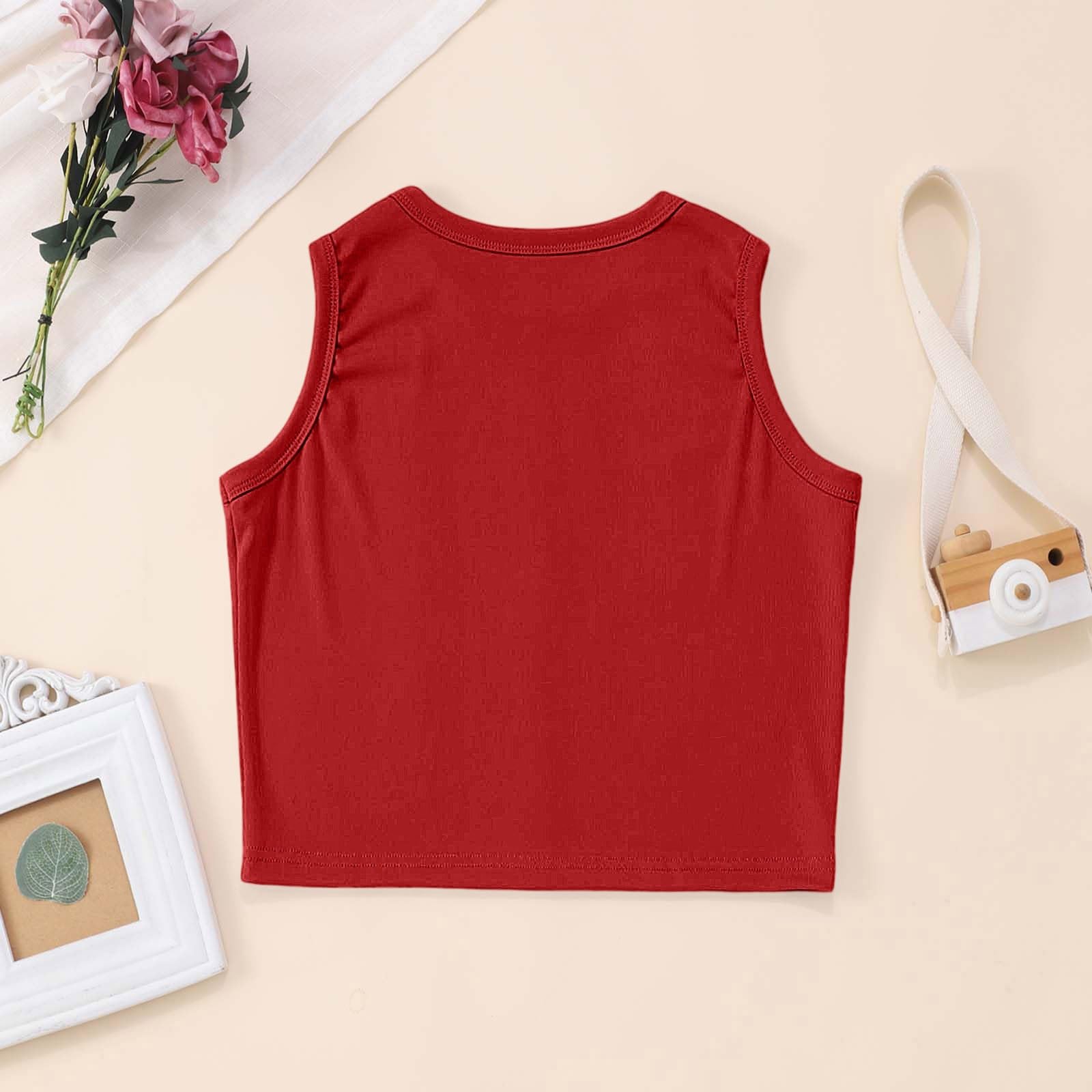 Camiseta Niñas, De Tirantes De Punto Acanalado para Yoga, para, para Entrenamiento Deportivo De Verano, para Fitness Y Deportes., Color Vivo Y Duradero