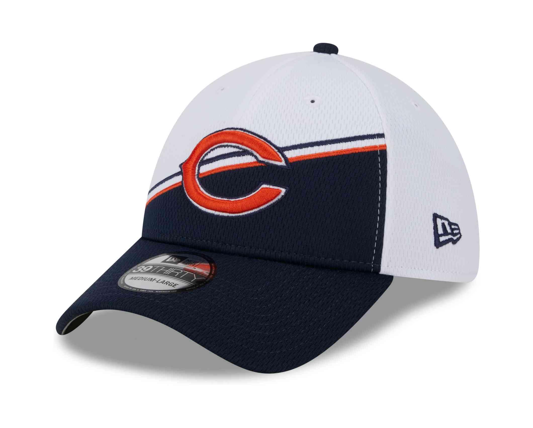 New Era Men's White/Navy Chicago Bears 2023 Sideline 39THIRTY Flex Hat